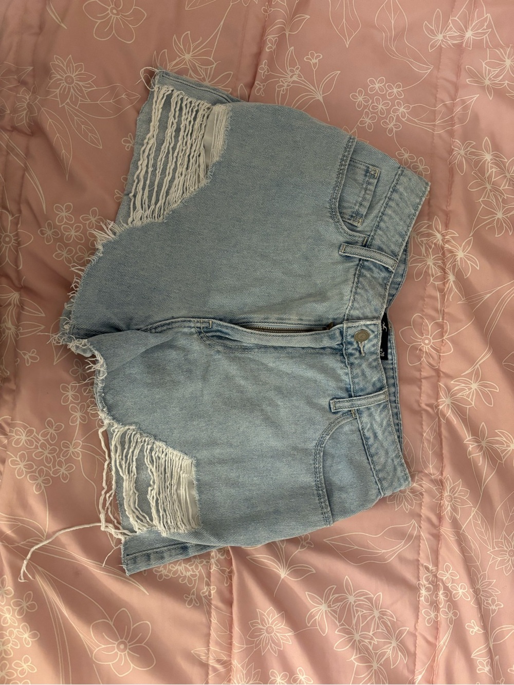 Hollister Light Blue Distressed Denim Cutoff Shorts